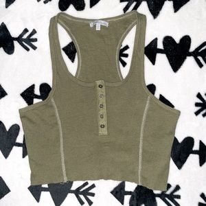 Army green crop tank top